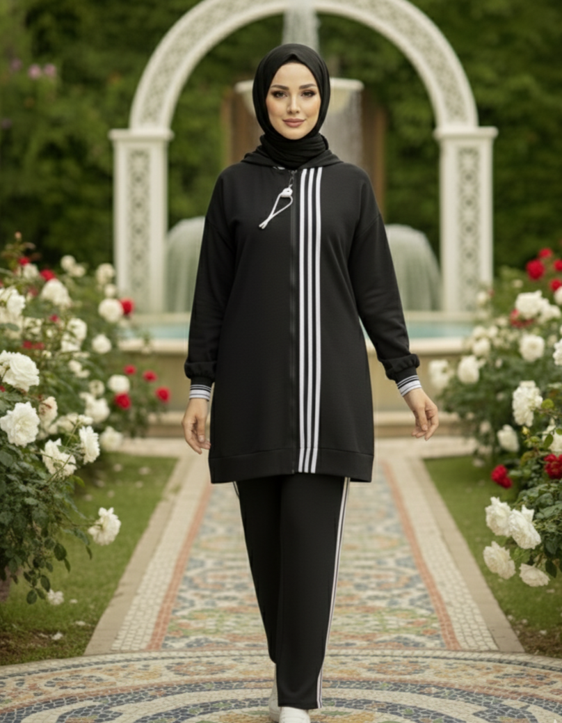 Striped Modest Sports Tracksuit Set for Women – Modest Sportswear