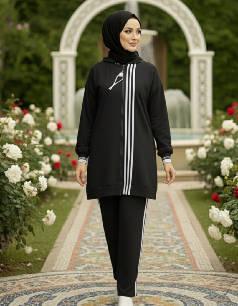 Striped Modest Sports Tracksuit Set for Women – Modest Sportswear