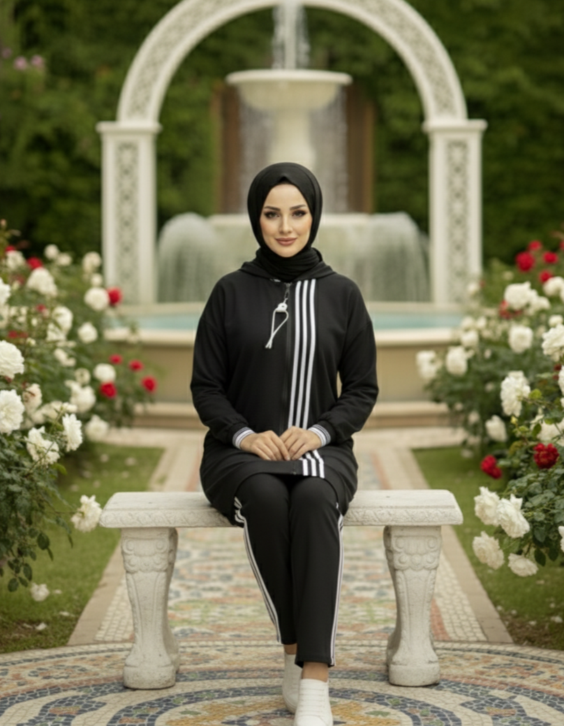 Striped Modest Sports Tracksuit Set for Women – Modest Sportswear