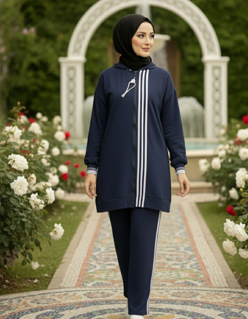 Striped Modest Sports Tracksuit Set for Women – Modest Sportswear