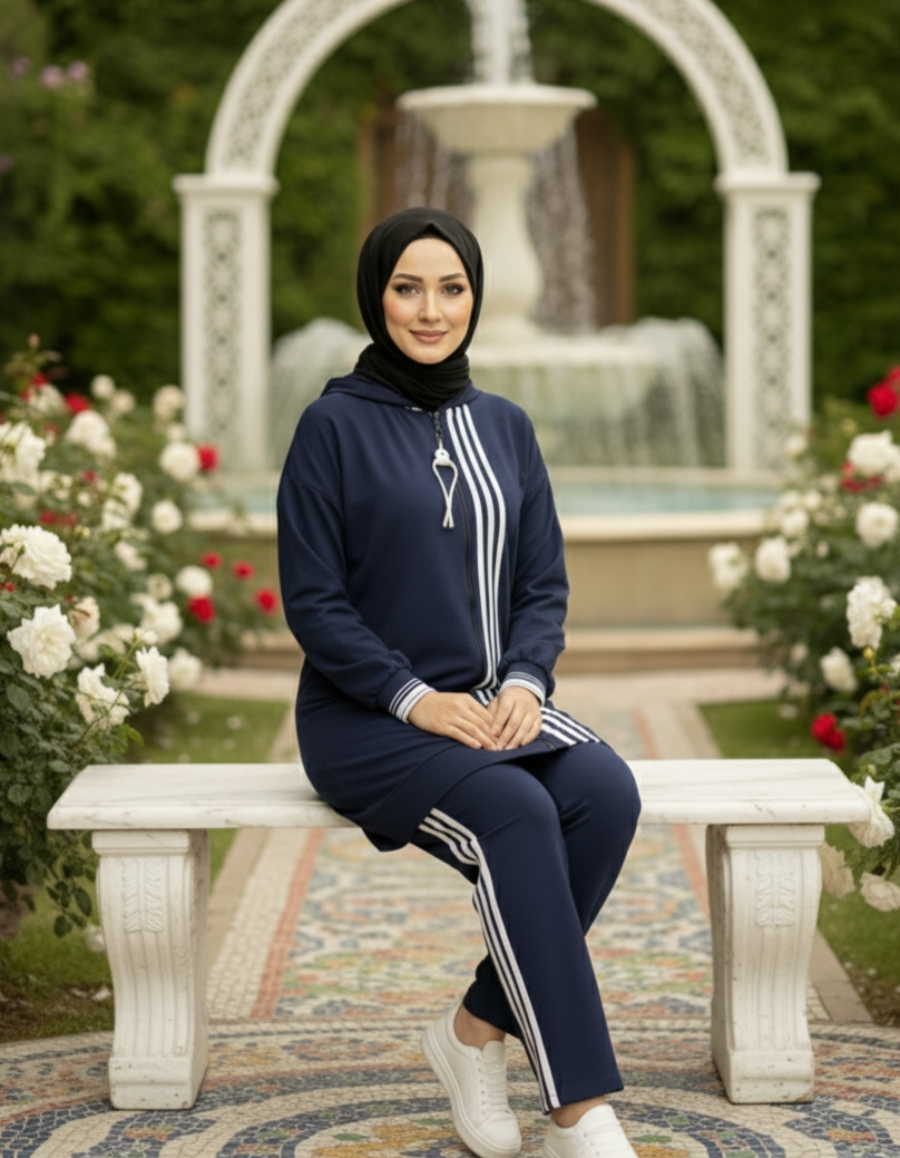 Striped Modest Sports Tracksuit Set for Women – Modest Sportswear